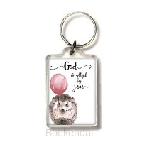 Sleutelhanger egeltje God is altijd bij