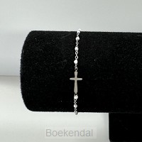Armband kruis kralen wit zilver