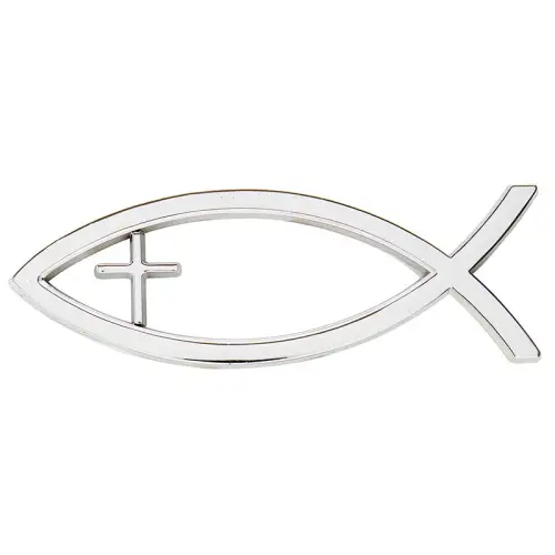 AUTO EMBLEM ICHTUS CROSS SILVER