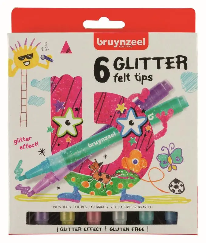6 GLITTER FELT TIPS