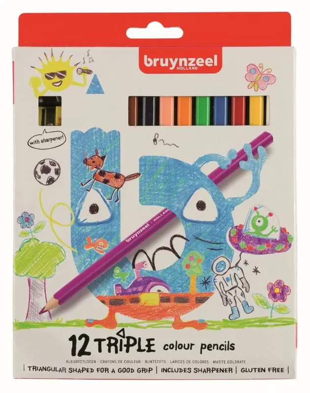 12 TRIPLE COLOUR PENCILS