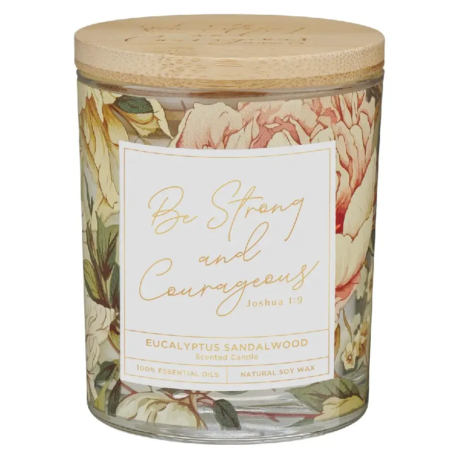 STRONG & COURAGEOUS JOSH. 1:9 GLASS CAND