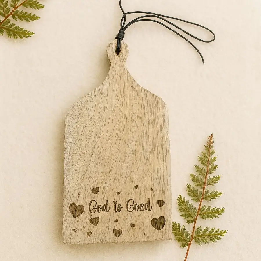 HOUTEN SNIJBORDJE GOD IS GOED HARTEN