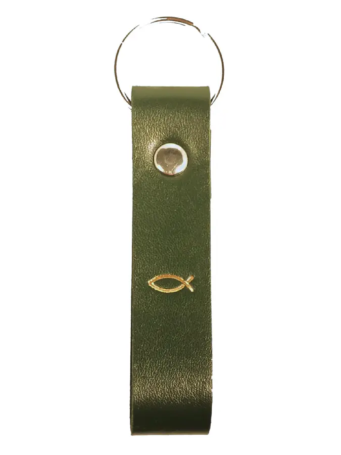 LOVE CROSS KEYRING FAUXLEATHER ICHTUS