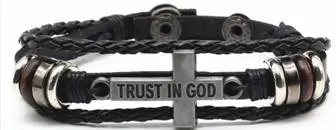 Leather Bracelet Trust in God