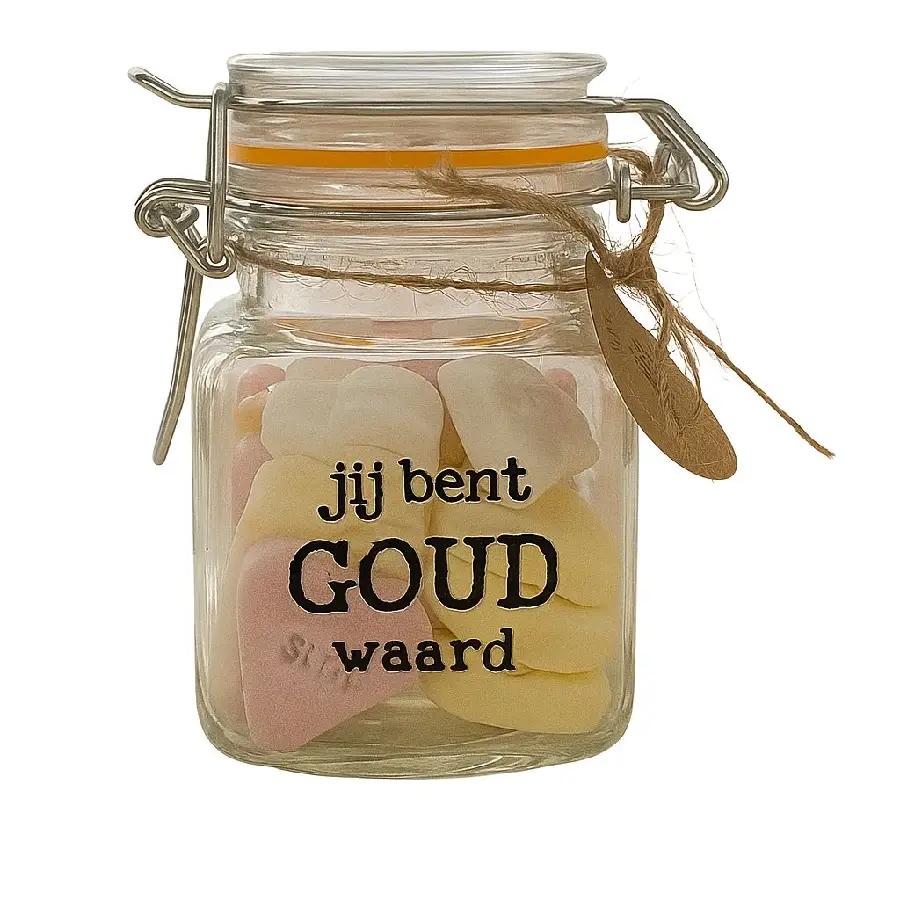 SNOEPPOTJE HARTJES JIJ BENT GOUD WAARD