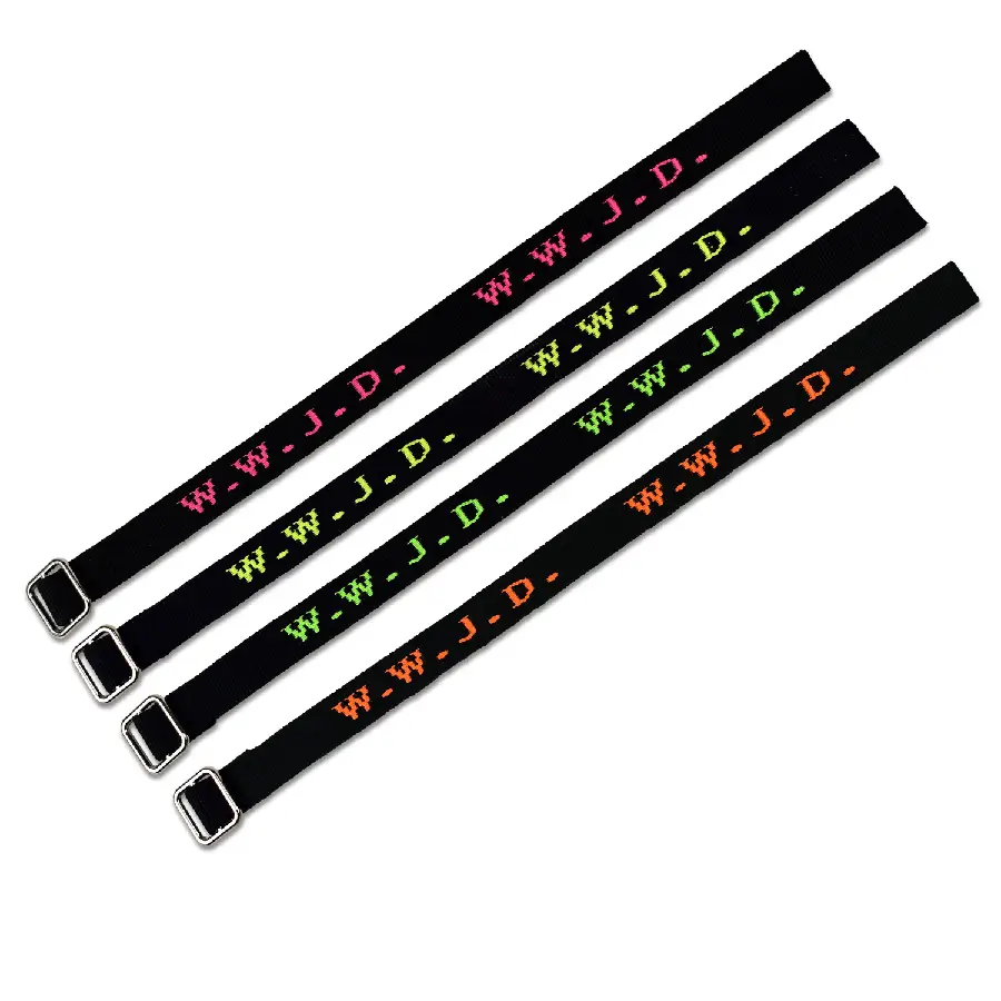 ARMBAND WWJD ZWART/NEON GEEL