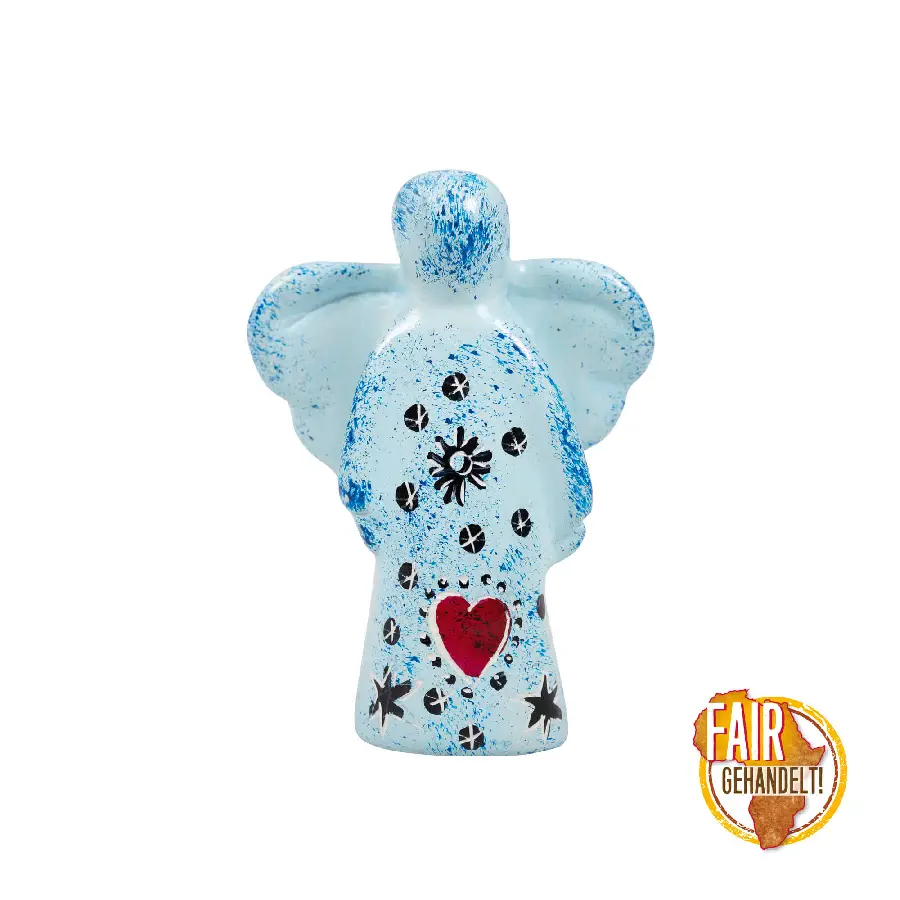 Speksteen engel hart blauw 7cm