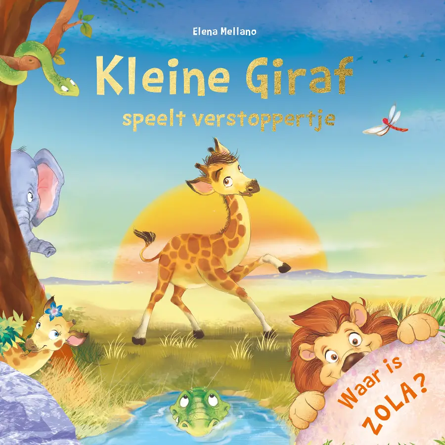 KLEINE GIRAF SPEELT VERSTOPPERTJE